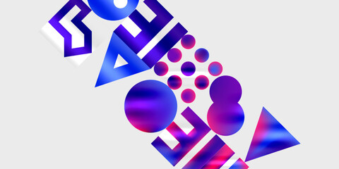 Simple shapes - circles, triangles, rectangles abstract background. Vector Illustration For Wallpaper, Banner, Background, Card, Book Illustration, landing page