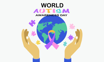World Autism Awareness Day Colorful White Background