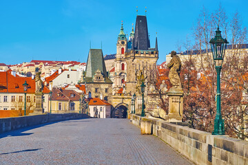 The Gothic Mala Strana Bridge Tower of Charles Bridge, Prague, Czechia