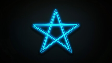 Obraz premium Satanic pentagram in cyan neon glow for demonic ritual