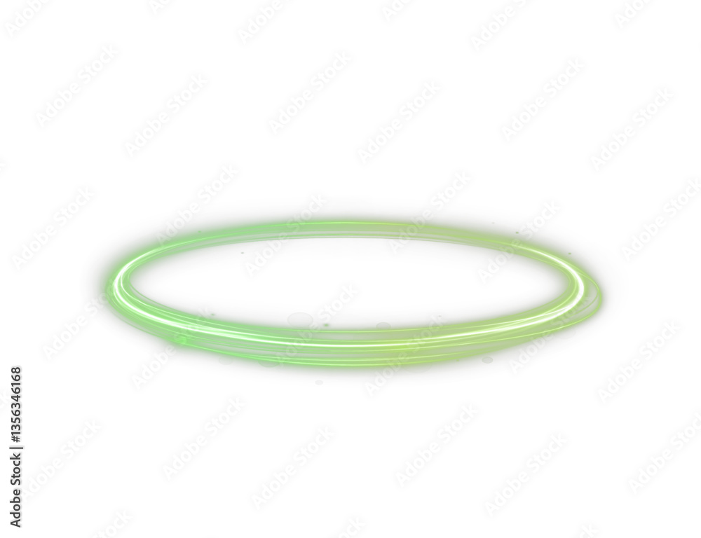 Aufkleber glowing neon lines in green tones with sparkling energy effects and fast motion swirls. abstract fut