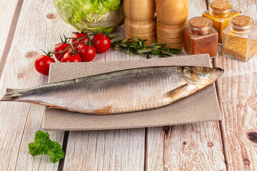 Raw whole salted herring fish