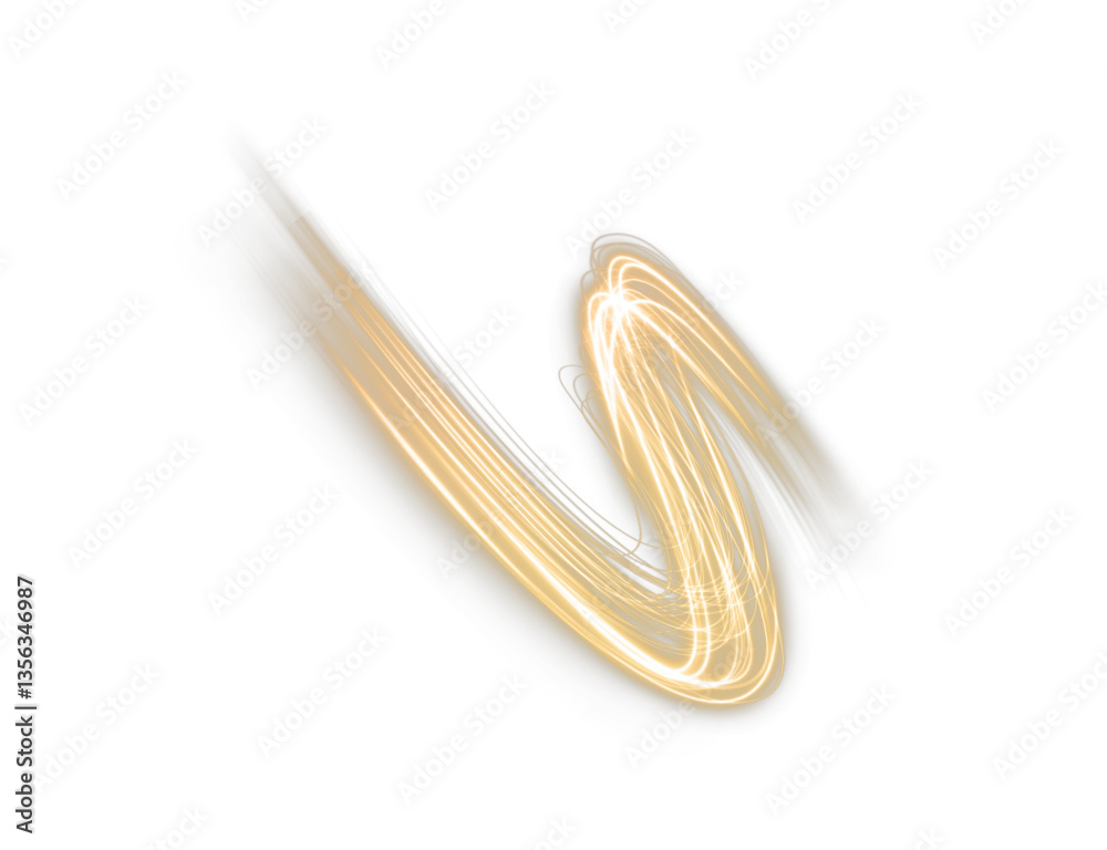Poster Futuristic golden wave lines with sparkling glows and dynamic motion. Bright neon streaks in abstract style, perfect for luxury, festive, or high-tech energy-themed designs. png