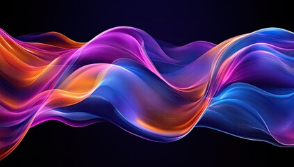 Abstract vibrant flowing lines.  Dynamic color waves on a dark background