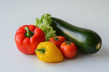 Fresh colorful vegetables arranged together on a light background