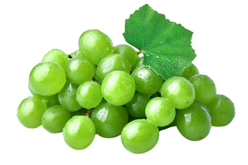 green grapes with leaf cluster - fresh fruit