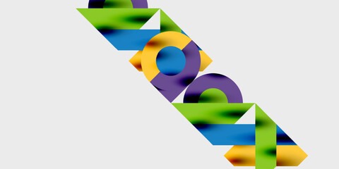 Detailed composition of circles, semicircles, and triangles with glossy effects and smooth gradients. A sleek and modern vector design for creative and tech-inspired projects