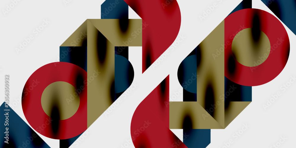 Aufkleber Modern abstract background featuring circles, lines, and triangles in a dynamic geometric composition. Perfect for stylish, tech, or creative-themed designs