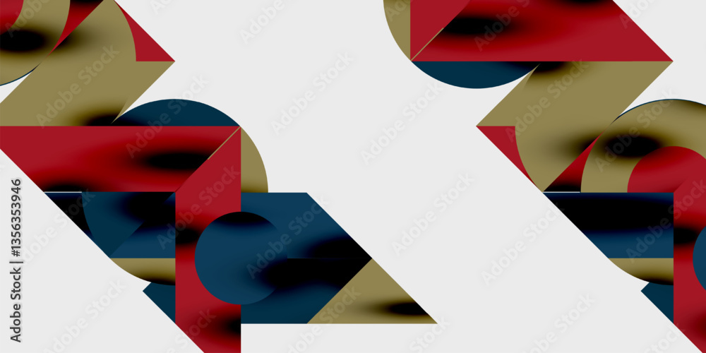 Aufkleber Modern abstract background featuring circles, lines, and triangles in a dynamic geometric composition. Perfect for stylish, tech, or creative-themed designs