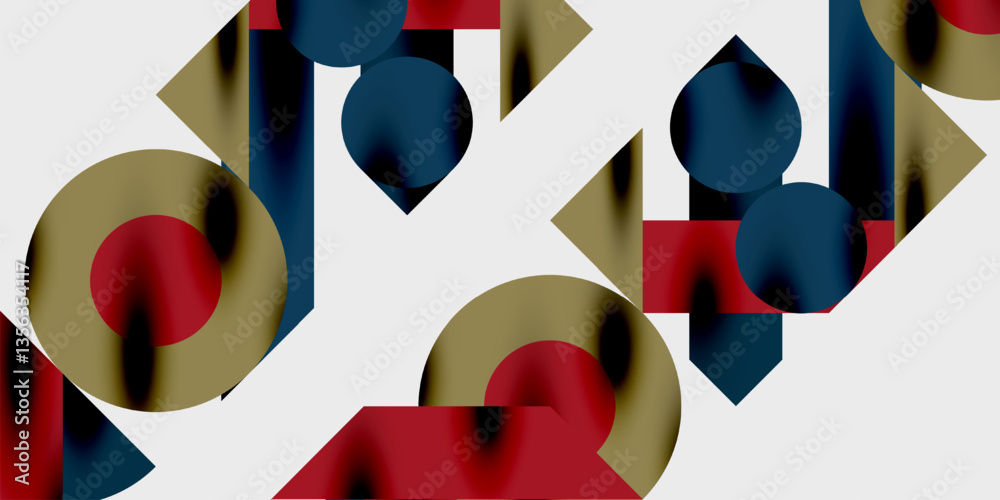 Aufkleber Modern abstract background featuring circles, lines, and triangles in a dynamic geometric composition. Perfect for stylish, tech, or creative-themed designs