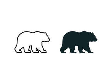 Bear Silhouette Icons - Minimalist Black and White Animal Design