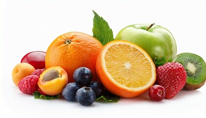 summer fruits isolated on white background