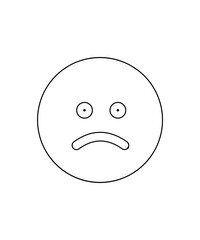 Obraz premium Sad face emoji icon with thin outline