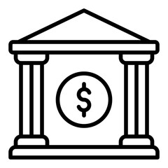 Bank Building Icon. Line Icon