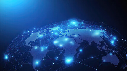 Fototapeta premium Abstract digital planet Earth with network connections on a blue background