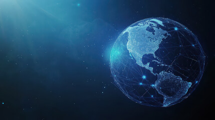 Abstract digital planet Earth with network connections on a blue background