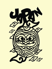 japanese theme doodle hand drawn black and white colour
