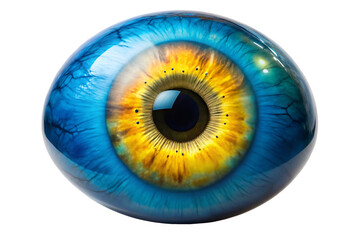  a blue and yellow eyeball   isolated on white background PNG , AIGENERATED