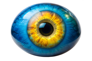  a blue and yellow eyeball   isolated on white background PNG , AIGENERATED
