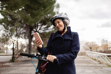 senior lifestyle, aging gracefully, eco-friendly transport, older woman riding, senior adventure,