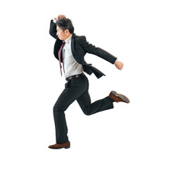 元気に走るミドルエイジ男性ビジネスパーソン　手作業で精密に切り抜いた背景透過全身写真PNG