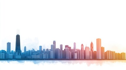 Fototapeta premium Colorful Chicago Skyline, Abstract View