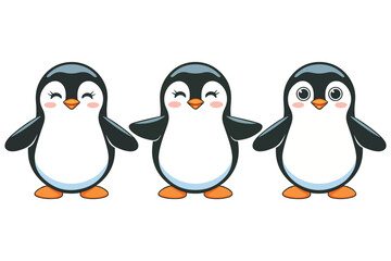 Fototapeta premium Penguin set vector illustration isolated on white background