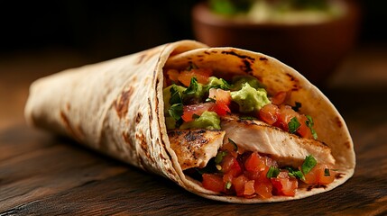 grilled fish taco with lime wedge and crisp greens