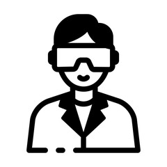 A line style icon of a lab scientist character 
