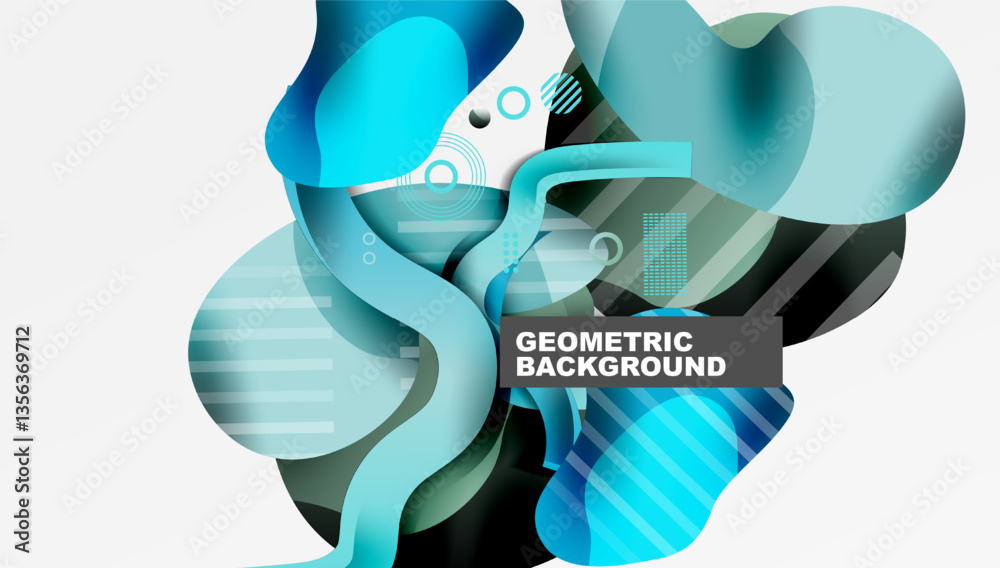 Poster abstract liquid shapes and lines background