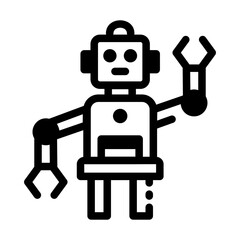 A linear style icon of a lab robot 