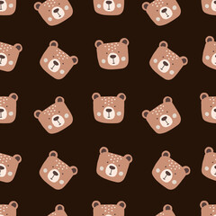 Cute bear seamless pattern in vector design for playful kids nursery textile print decor. Vector illustration