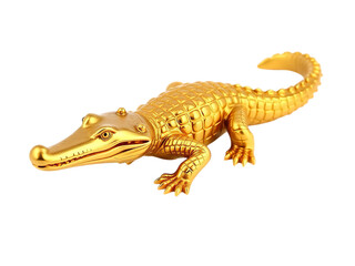 Fototapeta premium Radiant Crocodilian Icon: Captivating Golden Alligator Sculpture