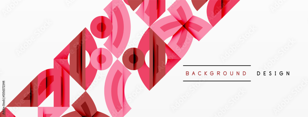 Aufkleber Abstract geometric background with shapes, featuring circular and rounded elements. Bold contrast, smooth gradients, dynamic composition, futuristic style
