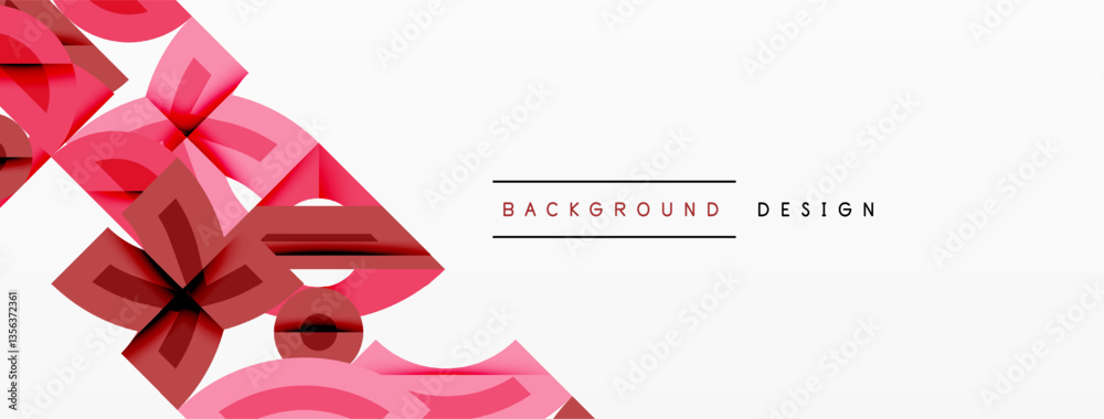 Poster Abstract geometric background with shapes, featuring circular and rounded elements. Bold contrast, smooth gradients, dynamic composition, futuristic style