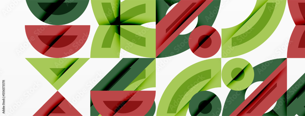 Aufkleber Abstract geometric background with shapes, featuring circular and rounded elements. Bold contrast, smooth gradients, dynamic composition, futuristic style