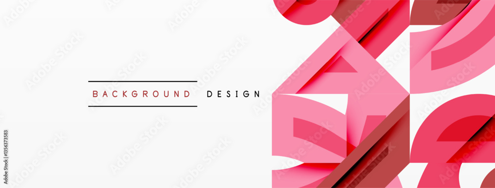 Wall mural abstract geometric background with shapes, featuring circular and rounded elements. bold contrast, s