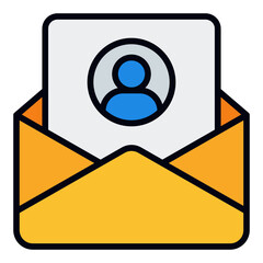 Contact Card in Envelope Icon. Filled Line Icon