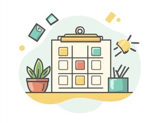 Colorful planner on a desk, organized schedule