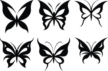 6 Butterfly silhouette set