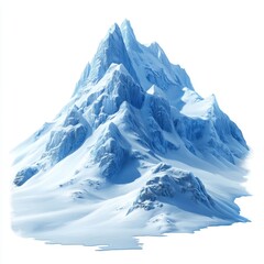 Fototapeta premium Majestic snow covered mountain peak against a pristine white background evoking winter adventure and serene natural beauty showcasing icy textures