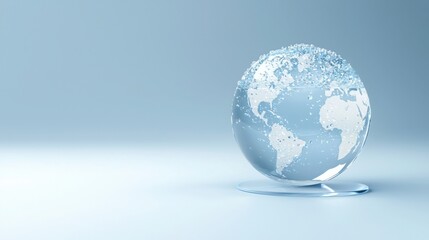 Fototapeta premium Glass globe covered with water droplets symbolizing global impact and online business initiatives worldwide