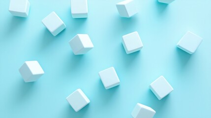 Abstract arrangement of white cubes on a blue background symbolizing innovative problem-solving proposition ideas