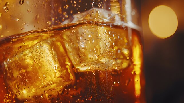 Refreshing Beverage with Ice in a Glass