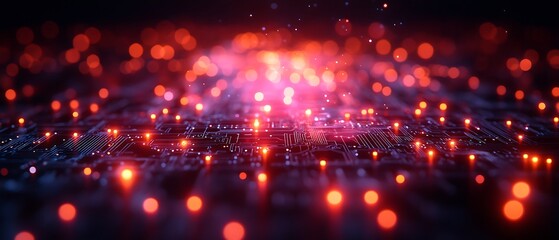 Fototapeta premium Illuminated computer components representing technological advancement in a network system