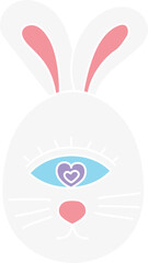 boho groovy easter Cute cartoon rabbit design with colorful features. in doodle flat color style