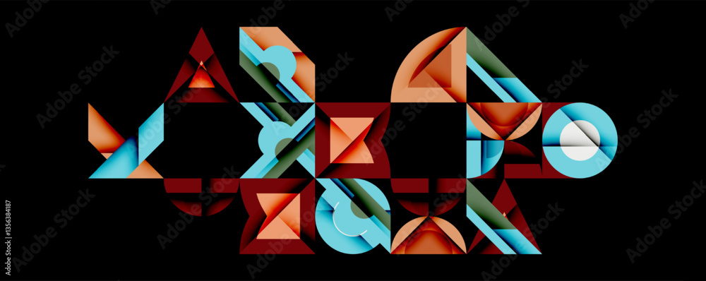 Poster Minimal geometric abstract background. Circle square and triangle design