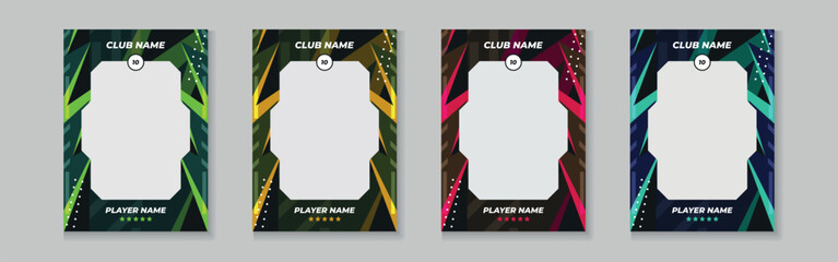 Set of player trading card template, Photo frame and border collection for soccer, hockey, volleyball, and basketball players, Sport flyer layout design, Template eps 10.