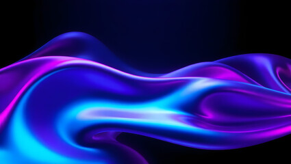 Naklejka premium Futuristic Abstract Liquid Metal Waves, Dark Iridescent Sci-Fi Aesthetic