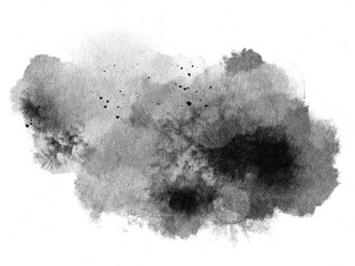 Abstract ink background, grunge art. Black paint stroke texture on white paper in marble style. Wallpaper for web design and games. Hand drawn watercolor isolated illustration.  © pim